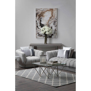 Allure Clear Glass Square Coffee Table with Silver Finish Base