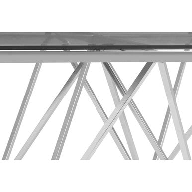 Allure Clear Glass Square Coffee Table with Silver Finish Base