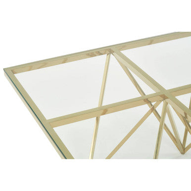 Allure Gold Finish Square Coffee Table with Four Pincer Legs