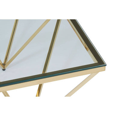 Allure Gold Finish Square Coffee Table with Four Pincer Legs