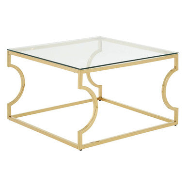 Allure Gold Finish Coffee Table with Curved Frame