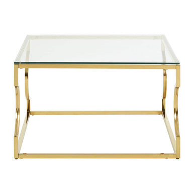 Allure Gold Finish Coffee Table with Curved Frame