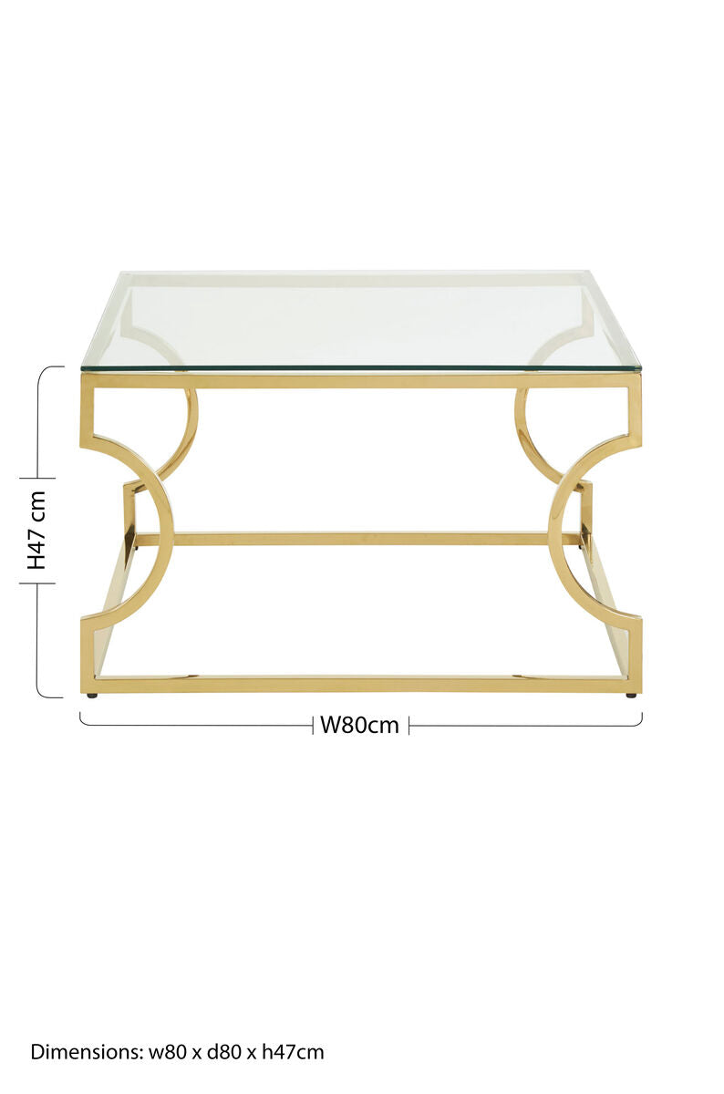 Allure Gold Finish Coffee Table with Curved Frame