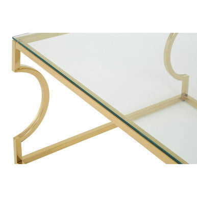 Allure Gold Finish Coffee Table with Curved Frame