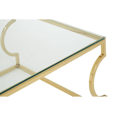 Allure Gold Finish Coffee Table with Curved Frame