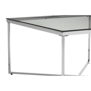 Allure Silver Finish Square Coffee Table with Glass Top