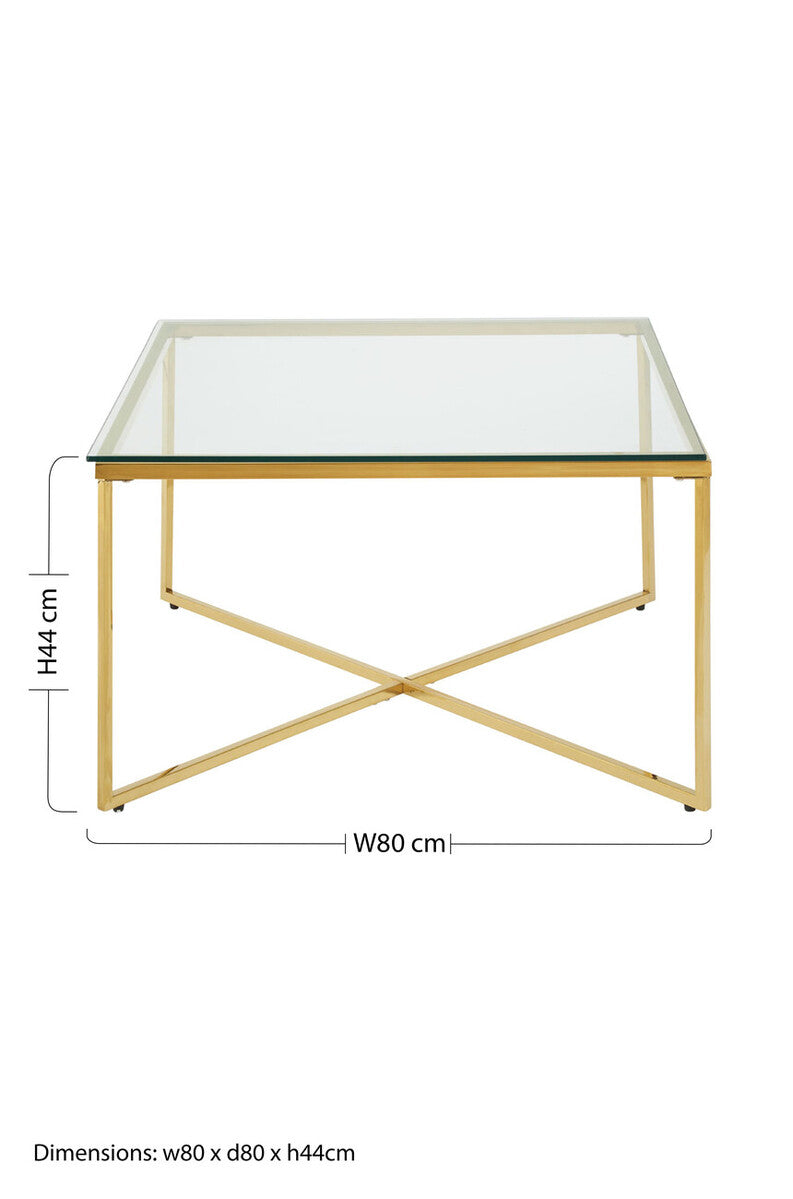 Allure Gold Finish Square Coffee Table