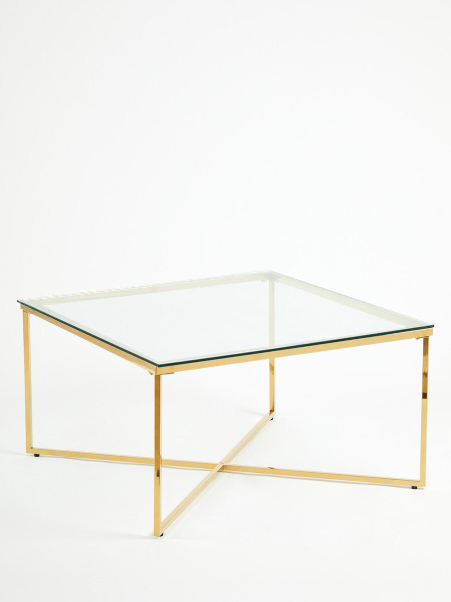 Allure Gold Finish Square Coffee Table