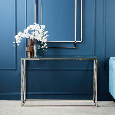 Allure Silver Finish Rectangular Console Table