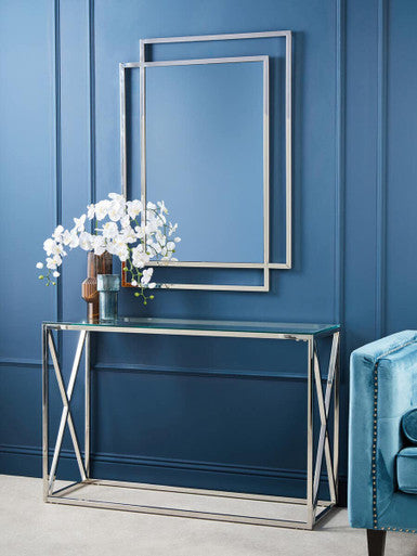 Allure Silver Finish Rectangular Console Table