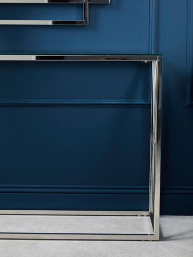 Allure Silver Finish Rectangular Console Table