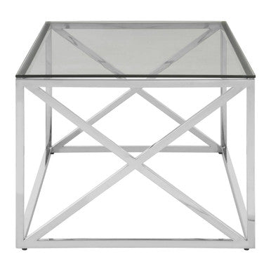 Allure Clear Glass Coffee Table with Silver Finish Frame