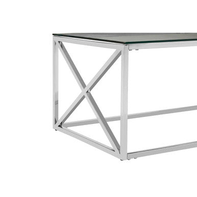 Allure Clear Glass Coffee Table with Silver Finish Frame