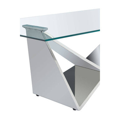 Allure Silver Finish Rectangular Coffee Table with Wing Base