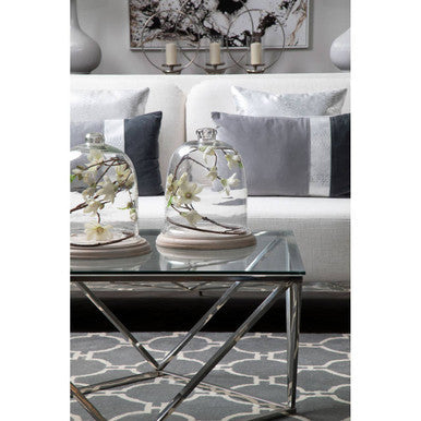 Allure Clear Glass Large Coffee Table with Silver Finish Base