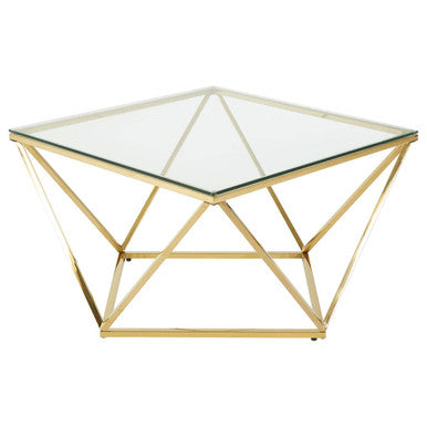 Allure Gold Finish Coffee Table with Twist Design