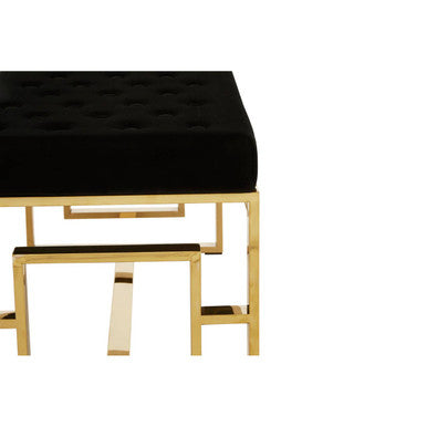 Allure Black Velvet Bench with Gold Finish Base
