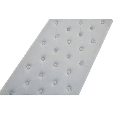 Allure Powder Blue Velvet Bench with Geometric Silver Finish Base