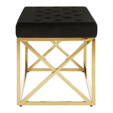 Allure Black Velvet Bench with Gold Finish Base