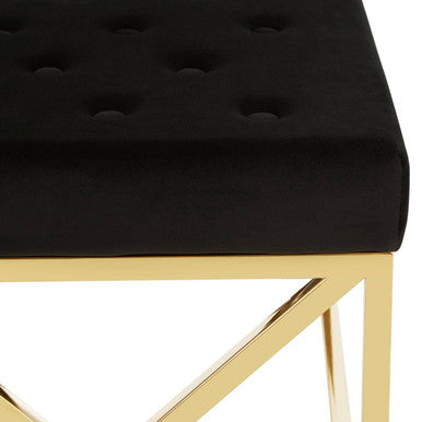 Allure Black Velvet Bench with Gold Finish Base