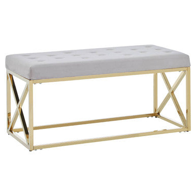 Allure Mink Velvet Bench with Gold Finish Base