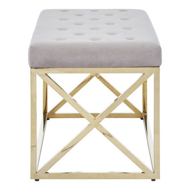 Allure Mink Velvet Bench with Gold Finish Base