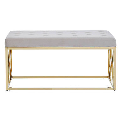 Allure Mink Velvet Bench with Gold Finish Base