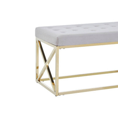 Allure Mink Velvet Bench with Gold Finish Base