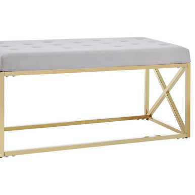 Allure Mink Velvet Bench with Gold Finish Base