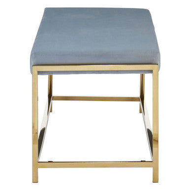 Allure Powder Blue Velvet Bench with Gold Finish Frame