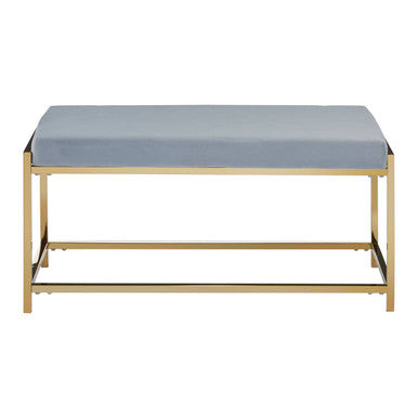 Allure Powder Blue Velvet Bench with Gold Finish Frame