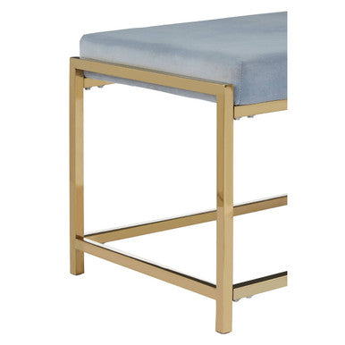 Allure Powder Blue Velvet Bench with Gold Finish Frame