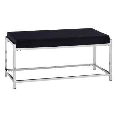 Allure Black Velvet Bench with Silver Finish Frame