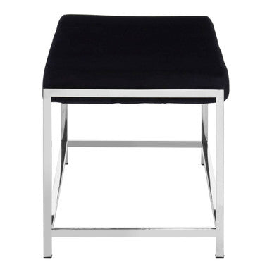 Allure Black Velvet Bench with Silver Finish Frame