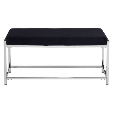 Allure Black Velvet Bench with Silver Finish Frame