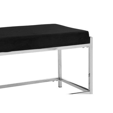 Allure Black Velvet Bench with Silver Finish Frame