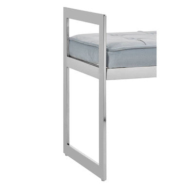 Allure Powder Blue Velvet and Silver Finish Long Bench