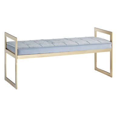 Allure Powder Blue Velvet Large Bench with Gold Finish Base
