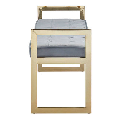 Allure Powder Blue Velvet Large Bench with Gold Finish Base
