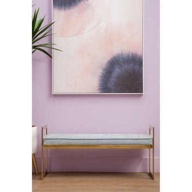 Allure Powder Blue Velvet Large Bench with Gold Finish Base