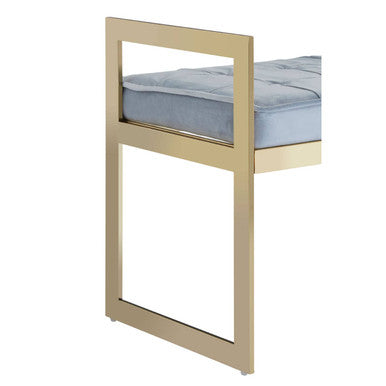 Allure Powder Blue Velvet Large Bench with Gold Finish Base