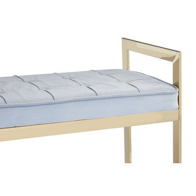 Allure Powder Blue Velvet Large Bench with Gold Finish Base