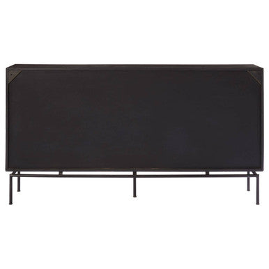 Boho Black Patterned Mango Wood 2 Door Sideboard with Drawers