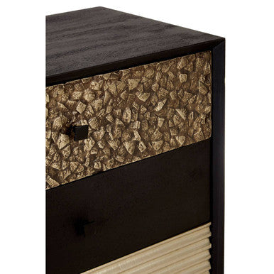 Boho Brown Mango Wood 5 Drawer Chest with Diamond Pattern