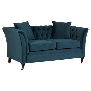 Sabrina Midnight Blue Velvet Button Tufted 2 Seater Sofa
