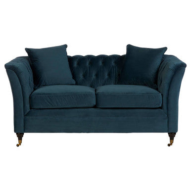 Sabrina Midnight Blue Velvet Button Tufted 2 Seater Sofa