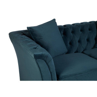 Sabrina Midnight Blue Velvet Button Tufted 2 Seater Sofa