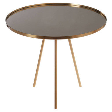 Corra Gold Finish Side Table with Mirrored Top