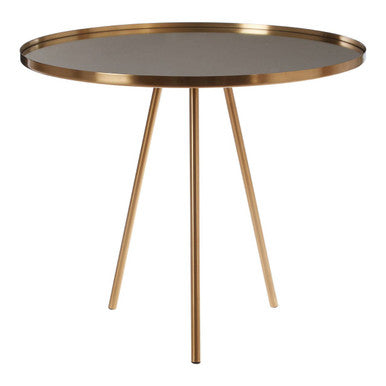 Corra Gold Finish Side Table with Mirrored Top