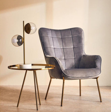 Corra Gold Finish Side Table with Mirrored Top